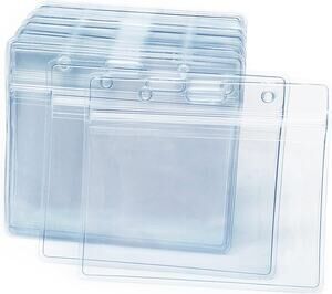 50 Pcs Clear Badge Holder Horizontal ID Card Badge Holder for Office School NWT